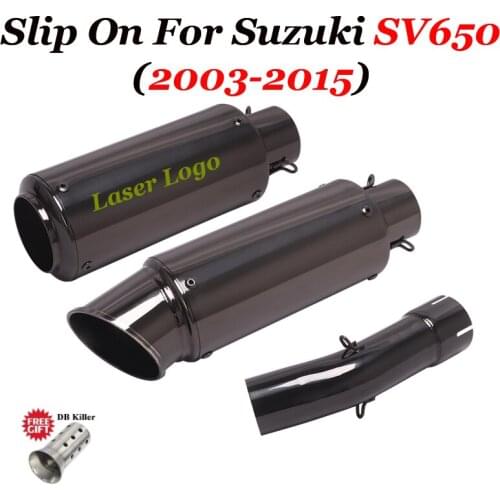Slip On For SUZIKI SV650 SV650X 2013-2015 Motorcycle Exhaust Escape Moto Muffler Modified Middle Link Pipe Shiny Black Exhaust