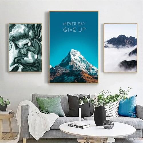 Modern Mountain Natural Scenery Creative Painting Home Porch Decorative Painting mist-shrouded Picture for Wall Canvas Print