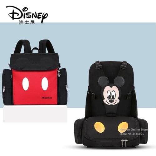 Disney Double Shoulder Mommy Bag Multifunctional Large Capacity Baby Go out Portable Stool Type Mommy Bag Travel Bag