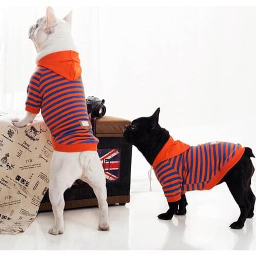 Orange Stripe Personalized Dog Hoodies Cotton Dog Clothing Winter Sports Leisure Pet Clothes Warm Winter Sweater for Puppy Pet