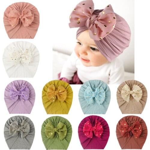 Lovely Shiny Bowknot Baby Hat Cute Solid Color Baby Girls Boys Hat Turban Soft Newborn Infant Cap Beanies Head Wraps