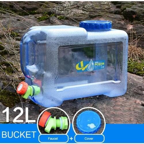 Outdoor Sports 12 / 18 L Thicken Plastic Water bag Tank Portable Tote Bucket Water Carrier with Water Faucet Water Barrel PE