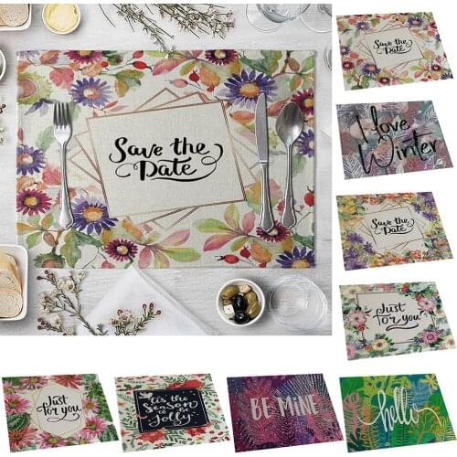 42 x 32cm Table protection Pads Mat Flower Letter Print Heat Insulation Placemat Bow Dish Pad Table Decor