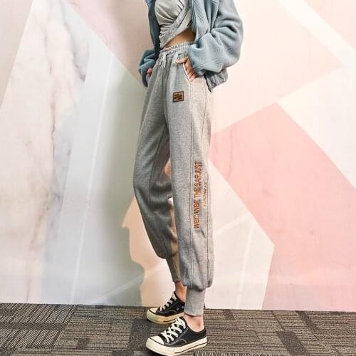 Sweatpants women plus velvet thickening outer wear fashion casual long pants womens autumn and winter Hong Kong style fitness