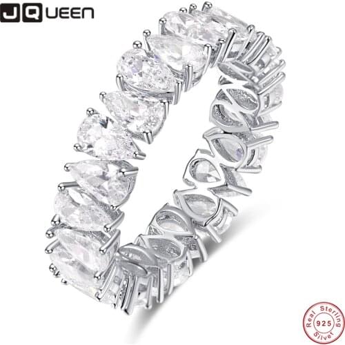 5.5mm Drop-shaped Zircon Wedding Ring For Women 925 Jewelry O Cross Chain Crystal Rings