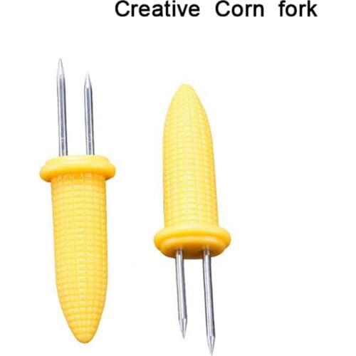 10Pcs Stainless Steel BBQ Corn Holders Corn On The Cob Skewers Fruit Forks Outdoor Barbecue Fruit Fork Kitchen Tool