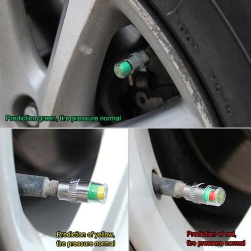 4Pcs Car Auto Tire Pressure Monitor Tyre Gauge Alert Sensor Indicator Valve Caps Sensor Indicator Eye Alert Diagnostic Tools Kit