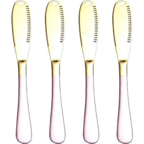 Butter Knife with Hole Cheese Dessert Jam Knife Cutlery Tool Bread Knife Tableware String Cheese Sticks 4Pcs
