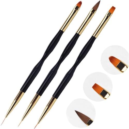 2/3 pc Double-ended Nail Brush Black Uv Gel Brush DIY Flowers Design Nail Art Books Salon Manicure Tools