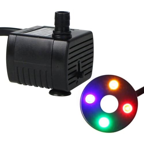 3W Aquarium Water Pump Fall Hydroponic Submersible Pump Fish Tank Fountain Pump with 4 LED Lights