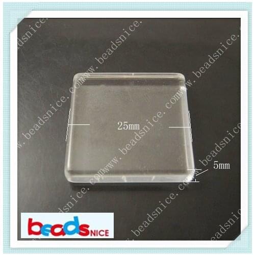 Beadsnice Domed 25x25mm Square Clear Glass Cabochons Great for Rings Pendant and Earring DIY Jewelry Making ID12227