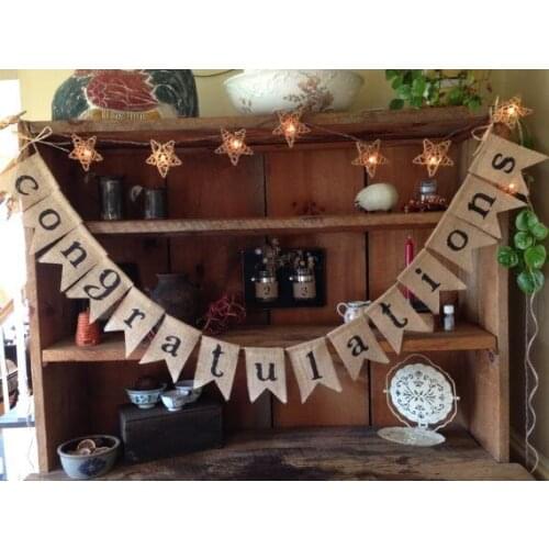 Free shipping New Burlap Congratulations Bunting,Celebration party decoration, bar flag, Photo Props, Country graduation decor