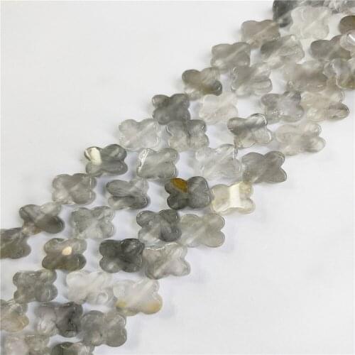 1 Strand 28Pcs 14x7mm Natural Gray Labradorite Clovers Loose Beads For DIY Jewelry Making Accessories 15.5Inch Gift