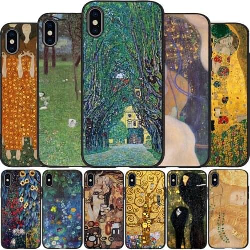 Gustav Klimt black Silicone Phone Case For iPhone 12 XR XS Max 5 5S SE 2020 6 6S 7 8 PLUS X 11Pro Max 11 Cover