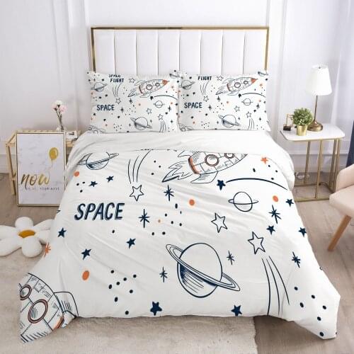 3D Black Bedding Sets Duvet Cover Set Quilt/Comforter Cases Pillow case Cartoon Space Design Double Single Twin size Bed Linen
