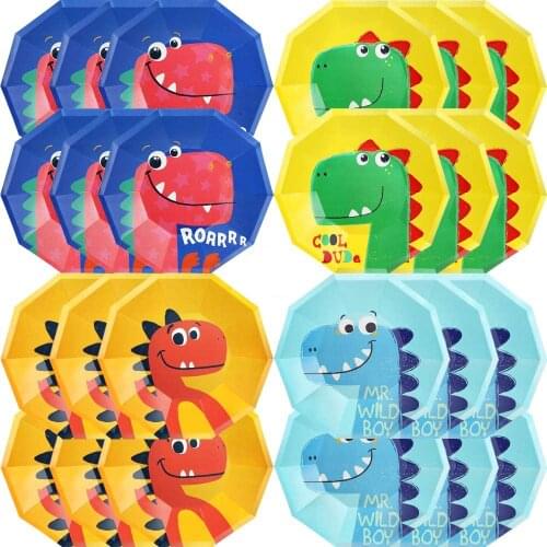 Dinosaur Theme Party Disposable Tableware Set Kids Birthday Decoration Dino Paper Plate Napkin Cup Baby Shower Supplies