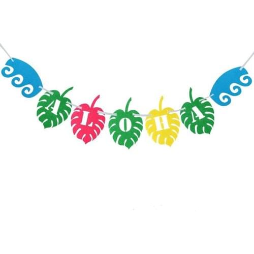 Aloha Tropic leaf Felt Banner Hawaii Tropical Beach Party Pennant Hen Party Decoration Banner ALOHA