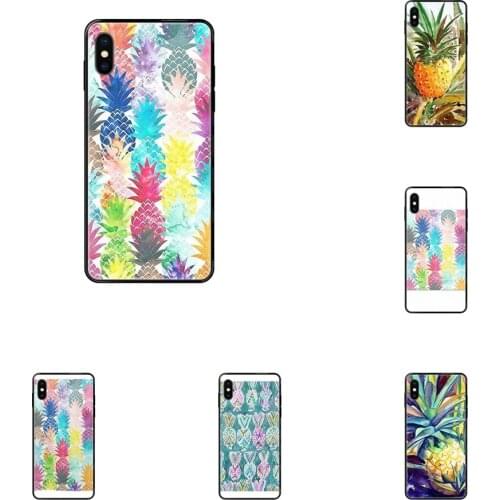 Hawaiian Pineapple Tropical Watercolor Black Soft TPU Cartoon Pattern Phone Case Colorways For iPhone 11 12 Pro 5 5S SE 5C 6 6S