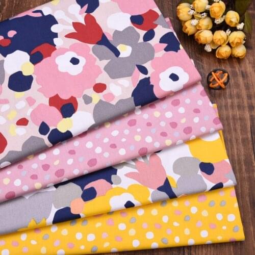 Cotton Abstract Floral Printed Twill Fabric Home Textile Garden Party Decor Cloth DIY Sewing Material