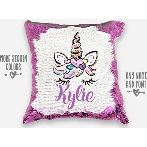 PERSONALIZED Unicorn Pillowcase Mermaid Pillow Reverse Sequin Custom reversible sequins pillow cover