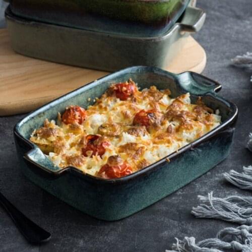 Japanese-style kiln changed ceramic baking tray household oven microwave oven special baking tray cheese baked rice bowl multifu