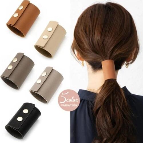 Leather Hair Ties Adjustable Ponytail Holder Hair Ring Fashion Hair Accessories Girls' Women Hair Accessories Headwear