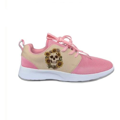 Skull Sunflower Punk Hot Funny Cute Vogue Sport Running Shoes Casual Breathable Lightweight 3D Print Female Girl Women Sneakers