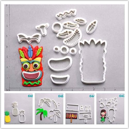 Summer Series Cookie Cutter Pineapple Coconut Tree Girl Cookie Cutter Set Custom Made 3D Printed Cake Cutter for Decoration Tool