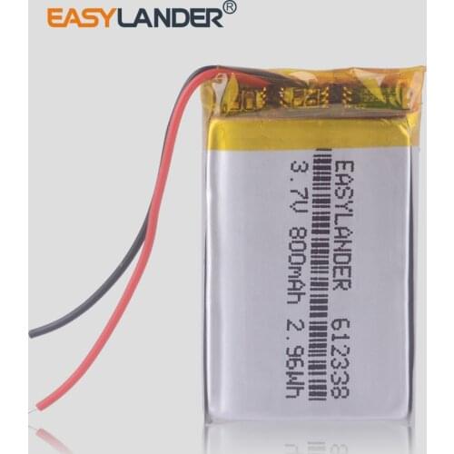 Li-ion li Polymer battery 800mah 3.7V 612338 smart home MP3 speakers dvr GPS mp3 player mp4 car dvr video recorder dash cam