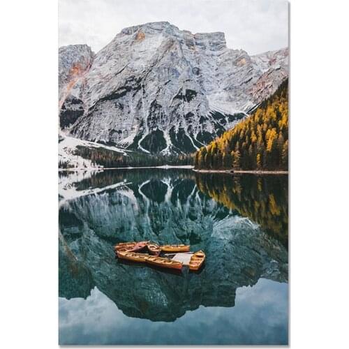 Nature Landscape Forest Mountain Lake Boat Pre-Printed 11CT Cross Stitch Embroidery Kit DMC Threads Handicraft Promotions