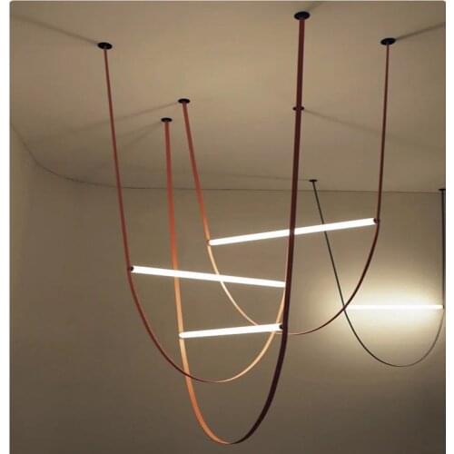 Italy Designer leather luminous Tube Pendant Lighting Modern drop light/Suspension Luxury Pendant Lamp Luster Luminaire Lampara