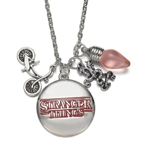 Stranger Things Necklace Alphabet Light Demogorgon Charms Pendant for Girls Eleven Halloween Cosplay Costume Jewelry Wholesale