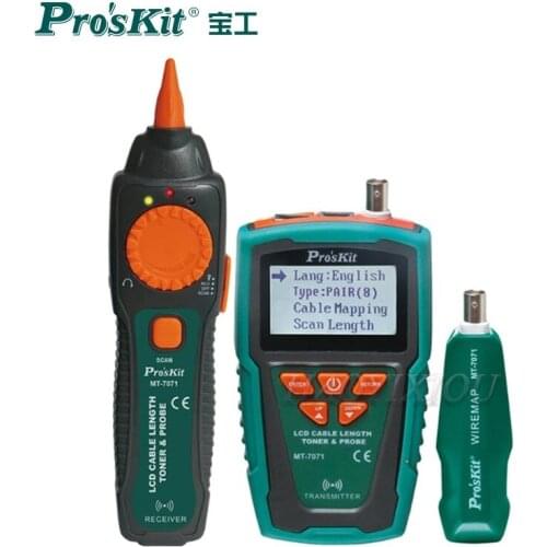 ProsKit MT-7071 Break Hunt Check Line Device LCD Network Cable Length Tester Detector Tracker Wire Fault Locator