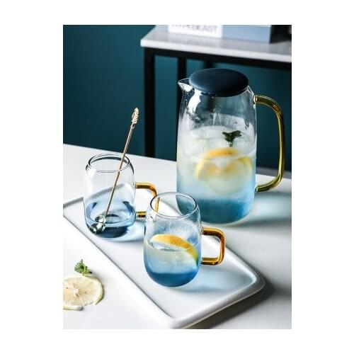 Nordic Style Light Luxury Glass Water Cup 6 Sets Home Living Room Tea Set Glass Water Set Tea Cup With Tray