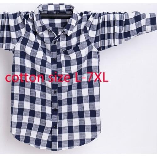 New Arrival Cotton Men Long Sleeve Plaid Fashion Oversized Autumn Casual Shirts Single Breasted Plus Size L XL2XL3XL4XL5XL6XL7XL