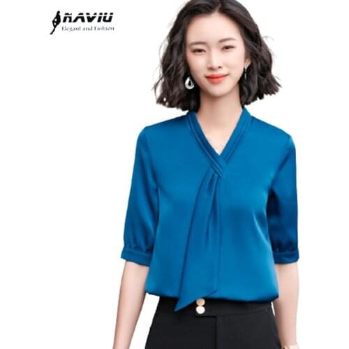 Chiffon Shirt Women Summer New 2021 Casual Fashion V Neck Design Formal Temperament Blouses Office Ladies Work Tops