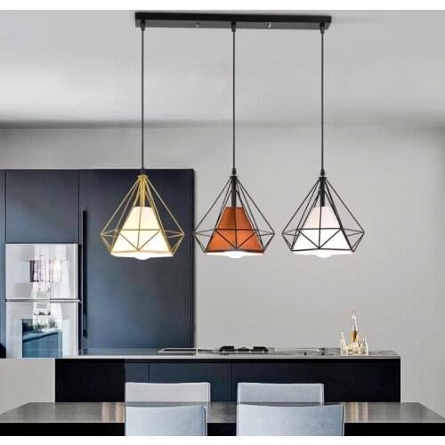 Vintage Pendant Lamp Iron Cloth Lampshade 1/3 Head E27 Restaurant Teahouse Room Lighting Barber Shop Modern Pendant Lights