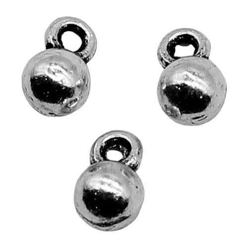 WYSIWYG 40pcs 4x6mm Small Ball Necklace Tail Beads Charms For Jewelry Making Antique Silver Color Jewelry Accessories