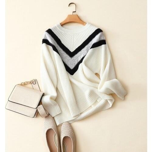 100% cashmere winter sweater women crew neck long sleeve fashion star style warm white thick pullovers