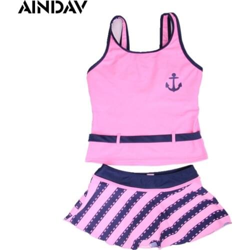 7-15 Years old Big Girls Two Pieces Tankini Childrens Swimsuit Girls Swimwear Pink Striped Swimming Bathing Suit Sports Dress