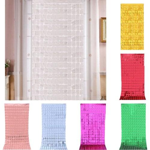 1M*2M Wall Background Curtain Birthday Party Wedding Backdrop Decorations Square Sequin Curtain DIY Bachelorette Party Backdrop
