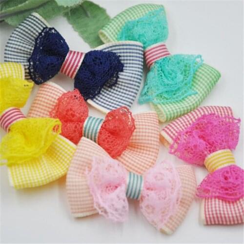10pcs Lovely Trim Line Grosgrain Ribbon Bows Flowers Appliques Wedding Decor A249
