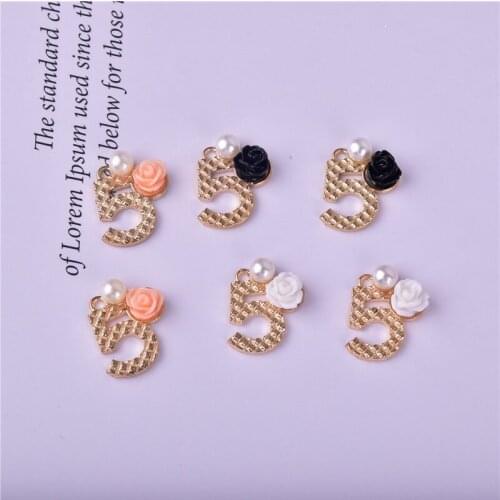 10pcs Number 5 Resin Flower Charms Earring Bracelet DIY Jewelry Making
