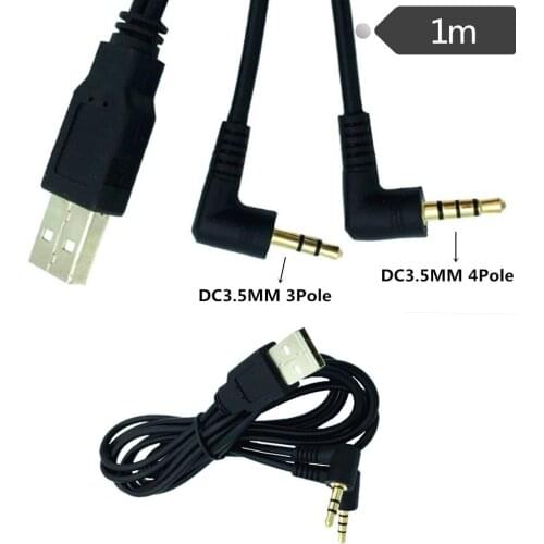2 in 1 3.5mm Male AUX Audio Car Stereo Jack Cables to USB 2.0 Male Charge Cable,1m