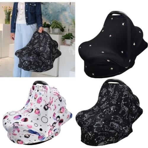 4-in-1 Multi-use Baby Stretchy Cover Car Seat Canopy/Nursing Cover/Shopping Cart Cover/Infinity Scarf Perfect Gift for Baby