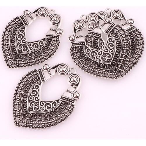 6pcs 22942 Filigree Wraps Metal Charms Crafts 37*48mm for Jewelry Making Earring DIY Accessories Charm Pendant