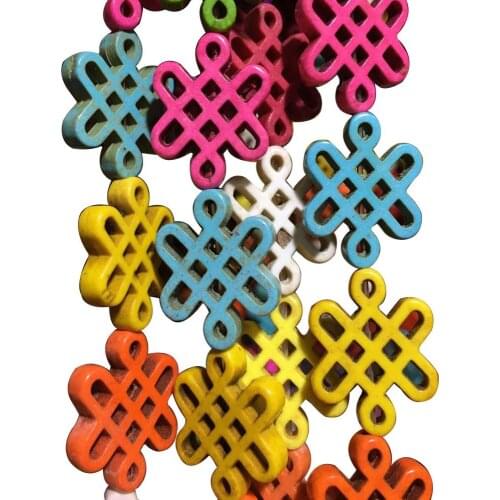 Free Shipping Fashion Jewelry 15x20mm Beautiful Multicolor Howlite Chinese Knot Loose Beads 15" FG9043