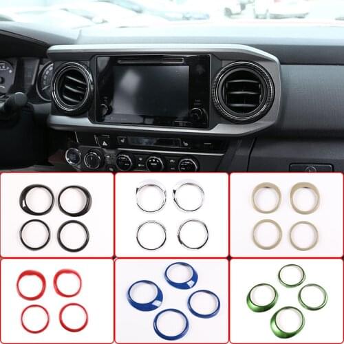 Carbon Fiber Car Dashboard Central Control Air Condition Air Vent Outlet Ring Cover Trim Decoration For Toyota Tacoma 2016-2020