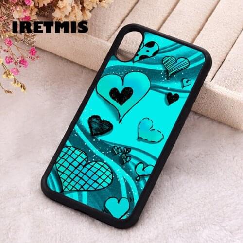 Iretmis 5 5S SE 2020 Phone Cover Case for iPhone 6 6S 7 8 Plus X Xs XR 11 12 Mini Pro Max Silicone TPU BLUE HEARTS