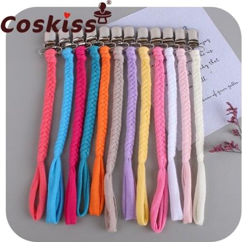 Coskiss Handmade Crochet Baby Pacifier Chain Retro Cotton Yarn Drop-Resistant Newborn Dummy Metal Pacifier Clip Molar Gift